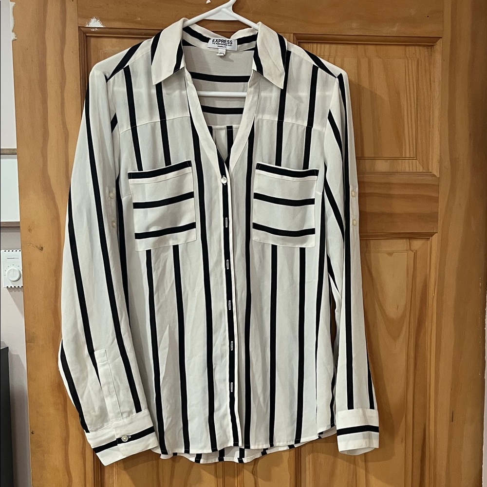 Express Monochrome Striped Button-Up Shirt